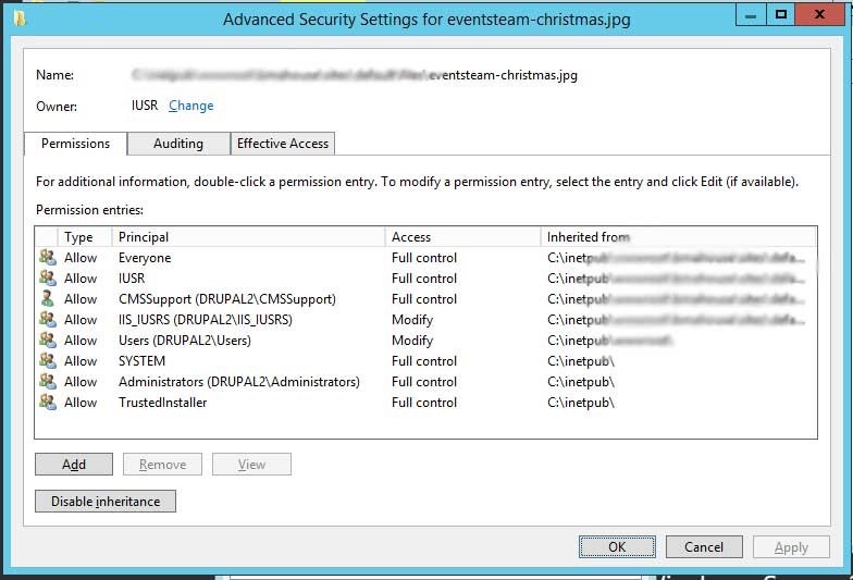 Advanced Security Settings