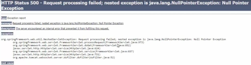 Status 500 Exception in Spring MVC