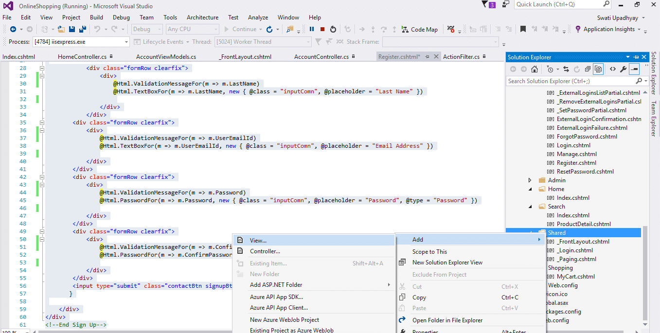 MVC Shopping Cart with C, EF, SQL ServerPart2 