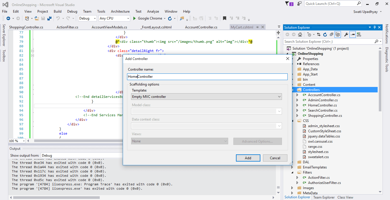 MVC Shopping Cart with C, EF, SQL ServerPart2 