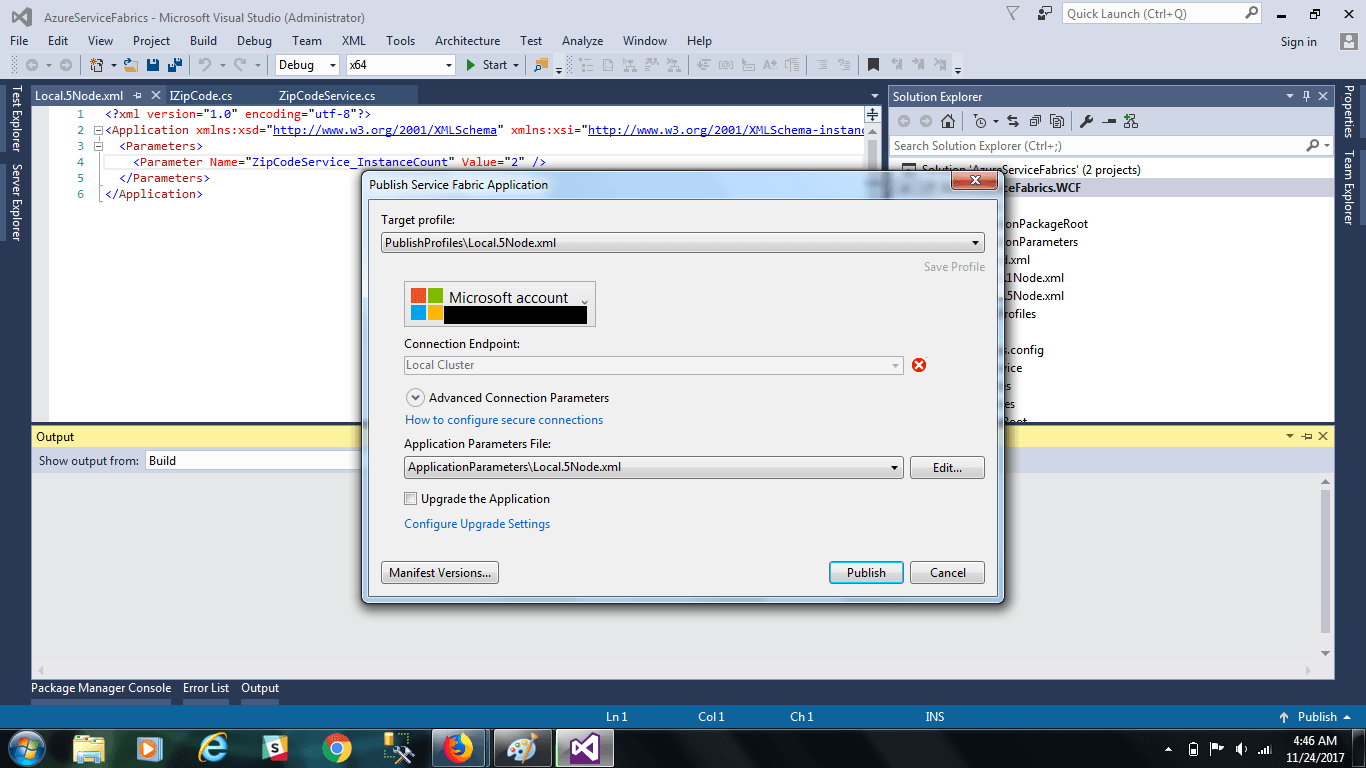 Publish Local Fabric Service