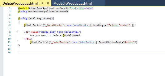 Delete Product ASP.NET Core